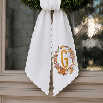 Fall Floral Monogram Wreath Sash