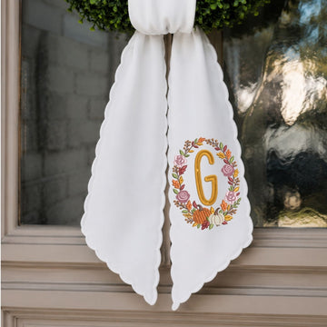 Fall Floral Monogram Wreath Sash