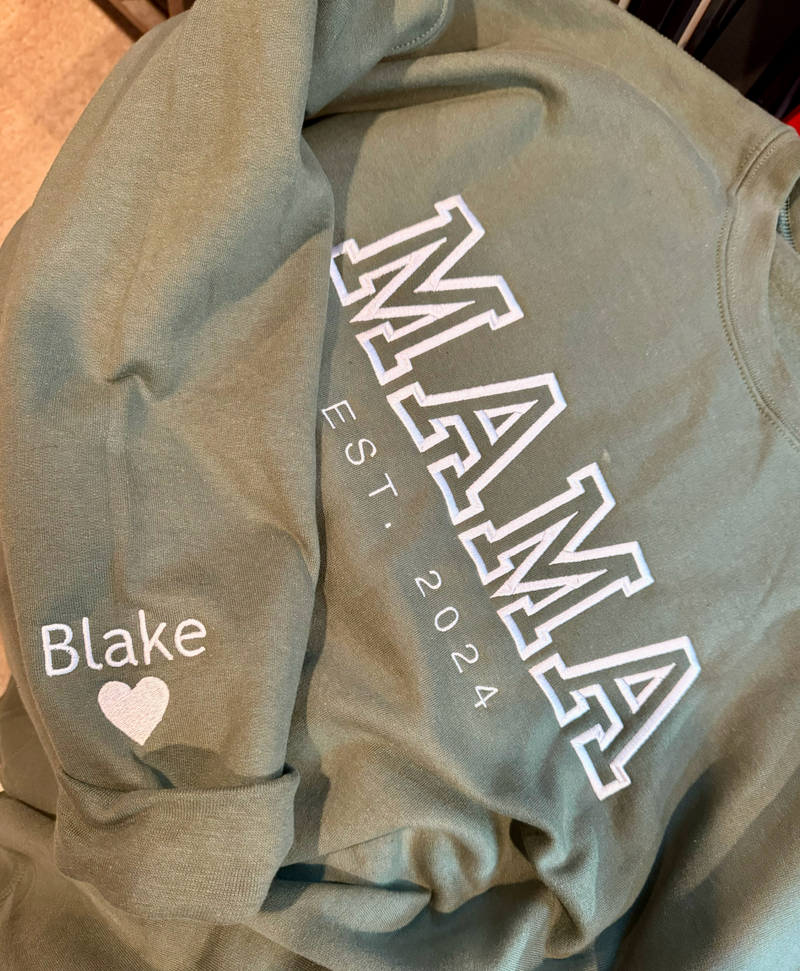 Custom Varsity Font Embroidered Crewneck