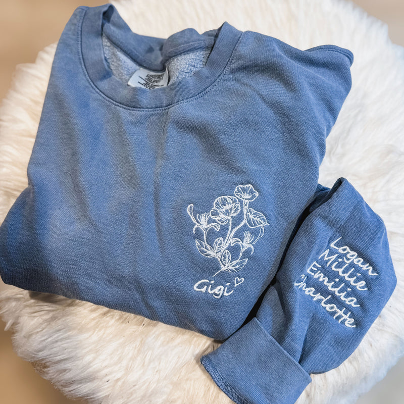 Birth Month Flower Custom Crewneck