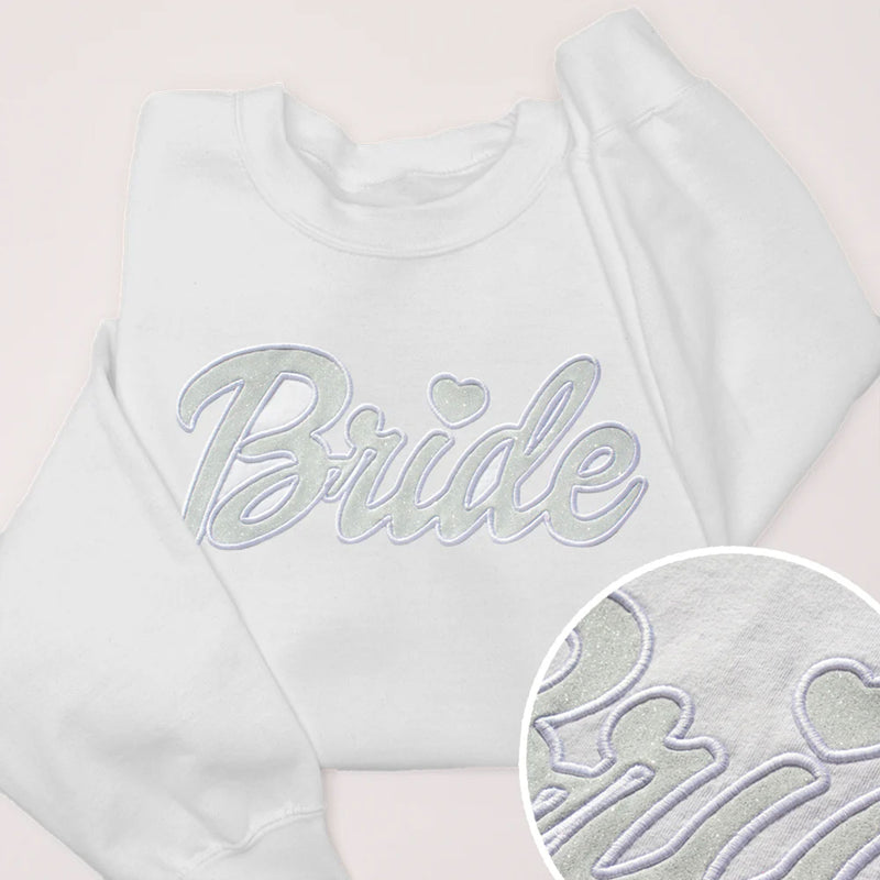 Custom Bride Glitter Embroidery Crewneck