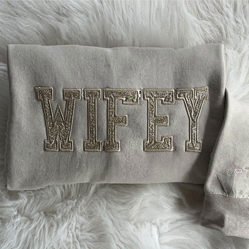 Custom Bride Glitter Embroidery Crewneck