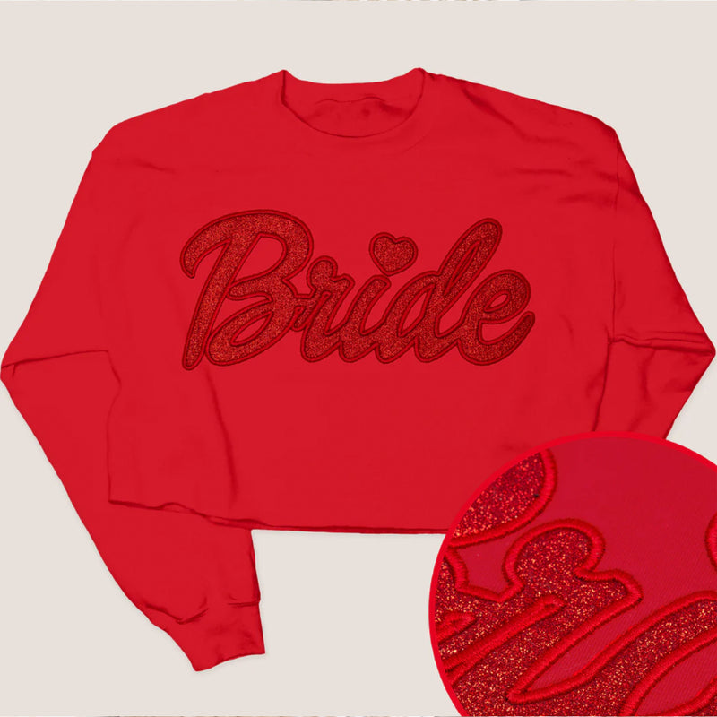 Custom Bride Glitter Embroidery Crewneck